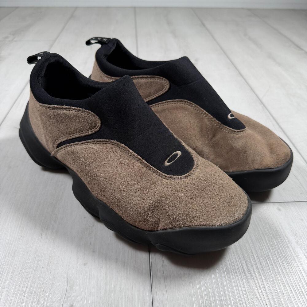Oakley Moc Shoes Tan Suede & Black Slip-On Hiking Shoe Mocs Men's 12 Flesh X